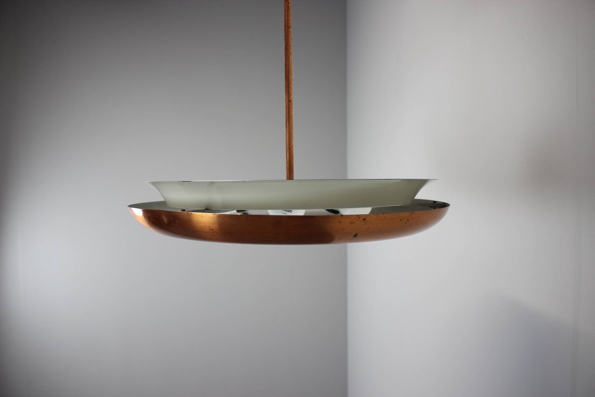 Bauhaus Copper Chandelier UFO by Josef Hurka, Czechoslovakia, 1930s