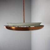 Bauhaus Copper Chandelier UFO by Josef Hurka, Czechoslovakia, 1930s