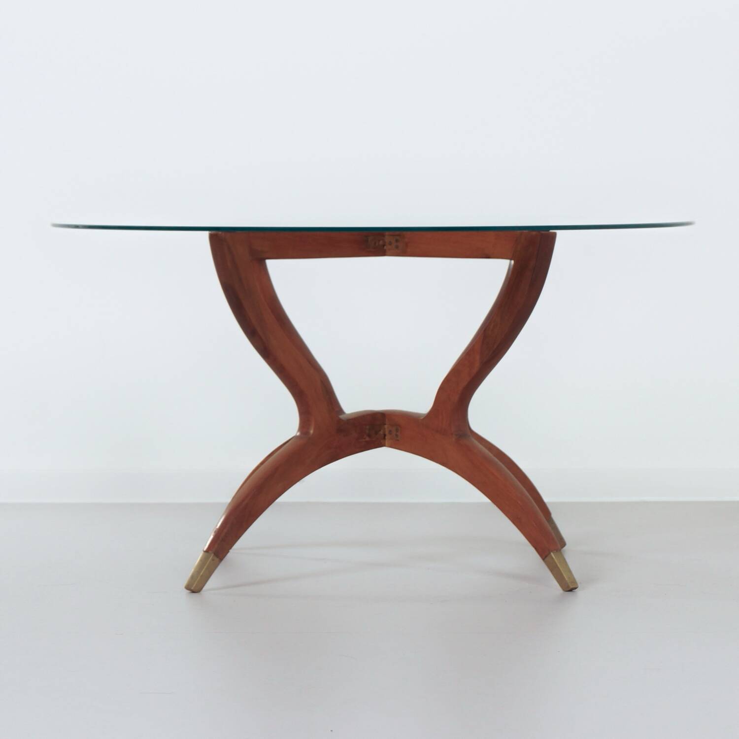 Italian coffee table with teak hairpin legs and brass feet, 1960s