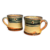 Set of 2 vintage painted ceramic coffee cups