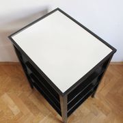Late 1940s Czechoslovak Functionalist Étagère in Black Wood and Bevelled Gl