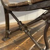 Industrial style metal and wood bench