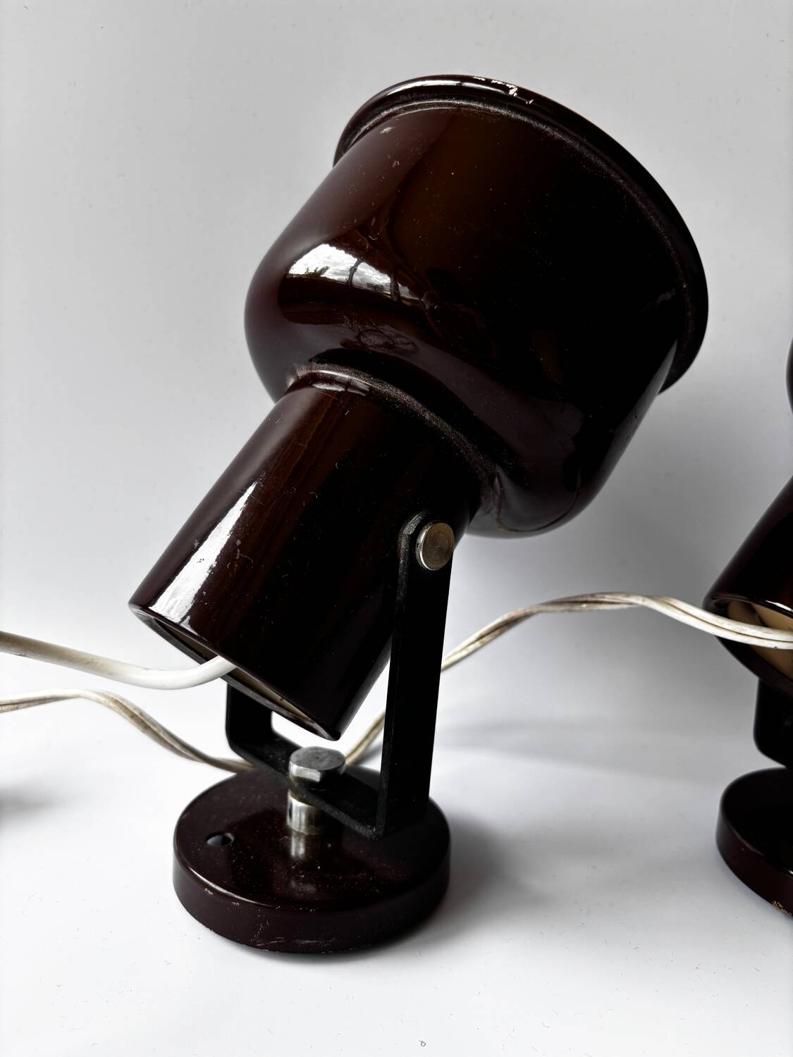 Pair of brown metal wall lights