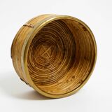 A pair of beautiful Italian Mid Century Modern bamboo bowls with brass rims