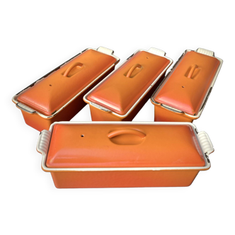 The four covered molds Le Creuset 1950
