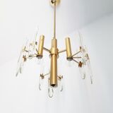 Chandelier in brass and crystal 1960
