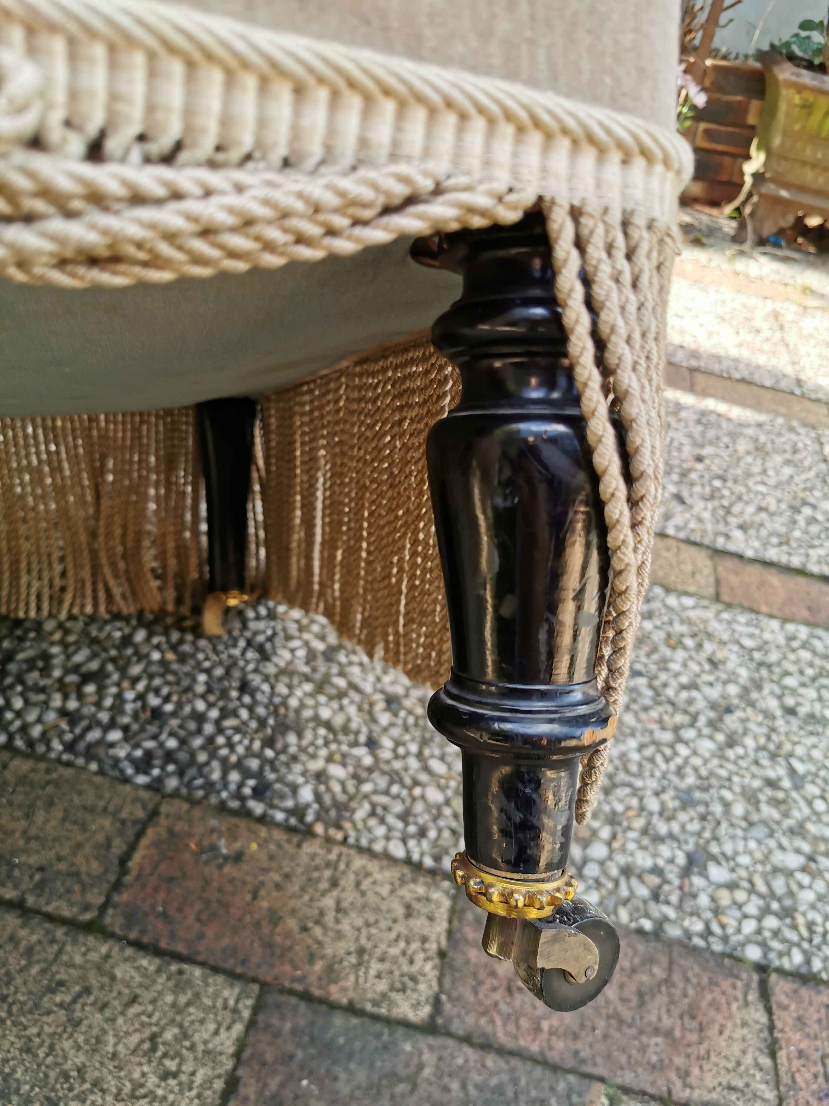 Pair of vintage armchairs, beige velvet