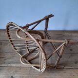 Children's armchair rattan shell, vintage 70s