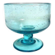 Footed bowl, 1970s, blue bubble glass, 26 cm diameter