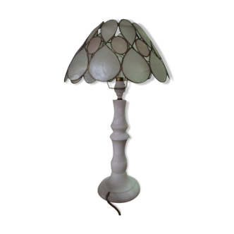 Desk lamp Room Lampshade mother-of-pearl pink alabaster base Dp 082271