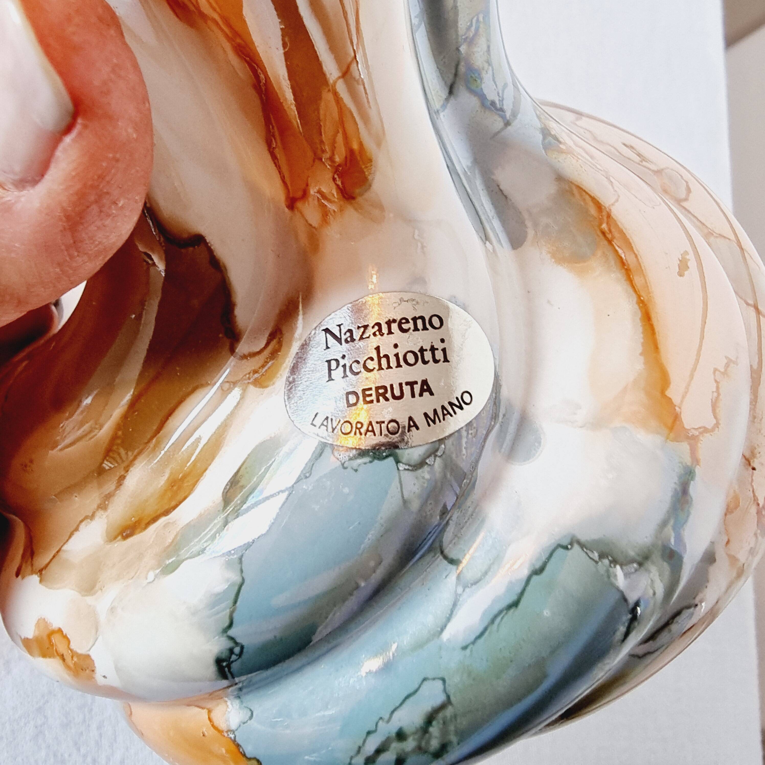 Deruta Crystal Vase by Nazareno Picciotti handcrafted in the 80s