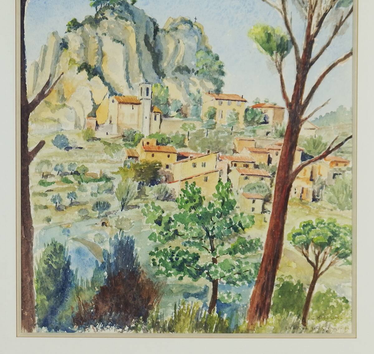 "La Roque Alric" watercolor on paper by Gabriel Kissling