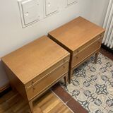 2 60's oak bedside tables