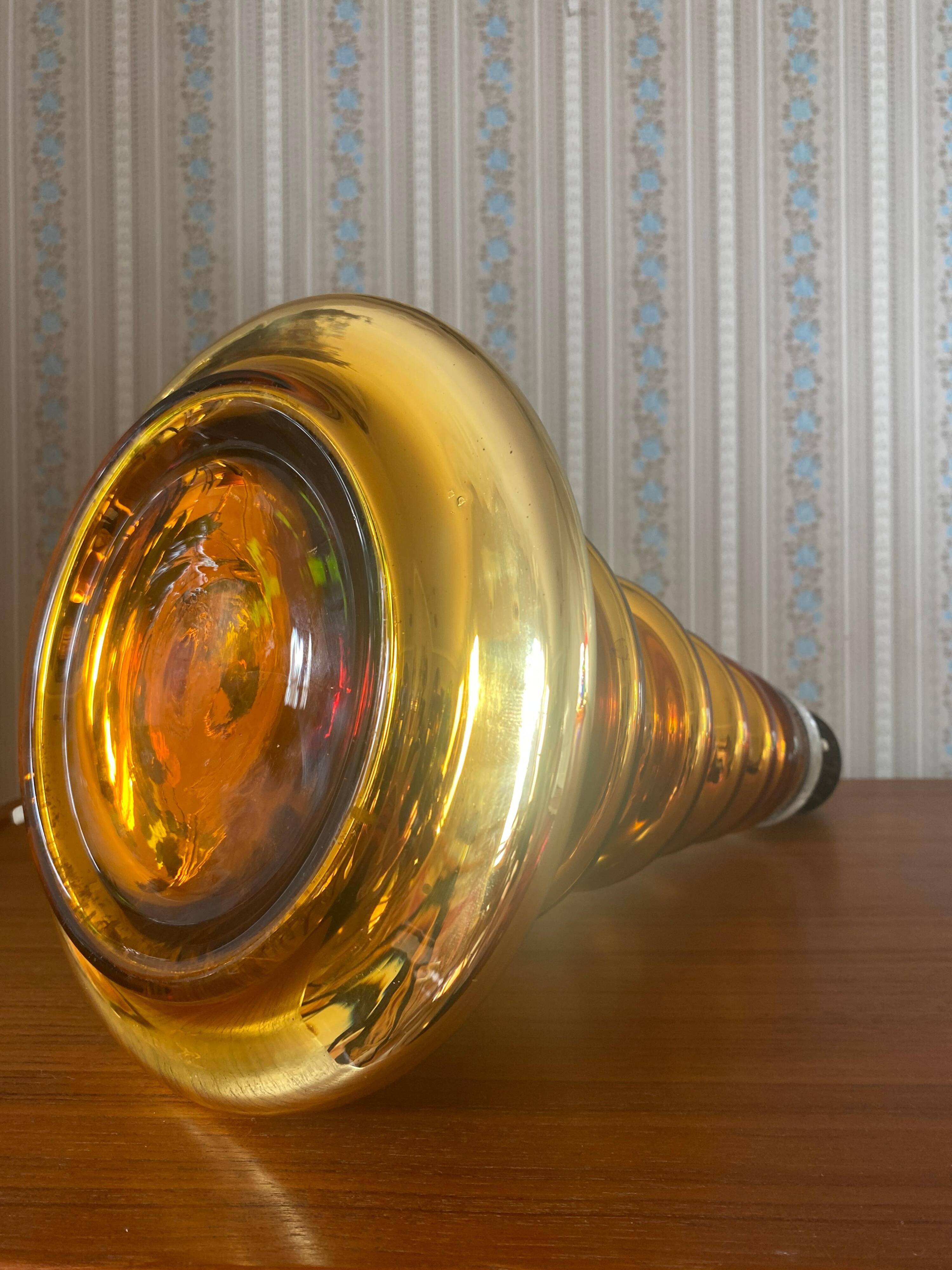 Metallic Amber Glass Table Lamp by Gustav Leek for Orrefors, 1960s