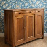 Grand Parisian buffet with 3 doors – solid oak – An elegant and sturdy rarity