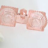 Servant salt pepper in pink glass, molded glass, vintage french, authentic
