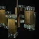 Italian glass and brass 12 lights chandelier produced by Sciolari in the 70