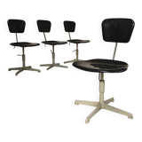 Adjustable industrial chair metal Czechoslovakia 1960