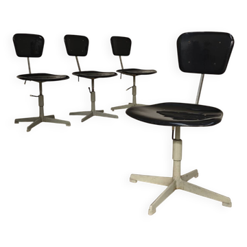 Adjustable industrial chair metal Czechoslovakia 1960