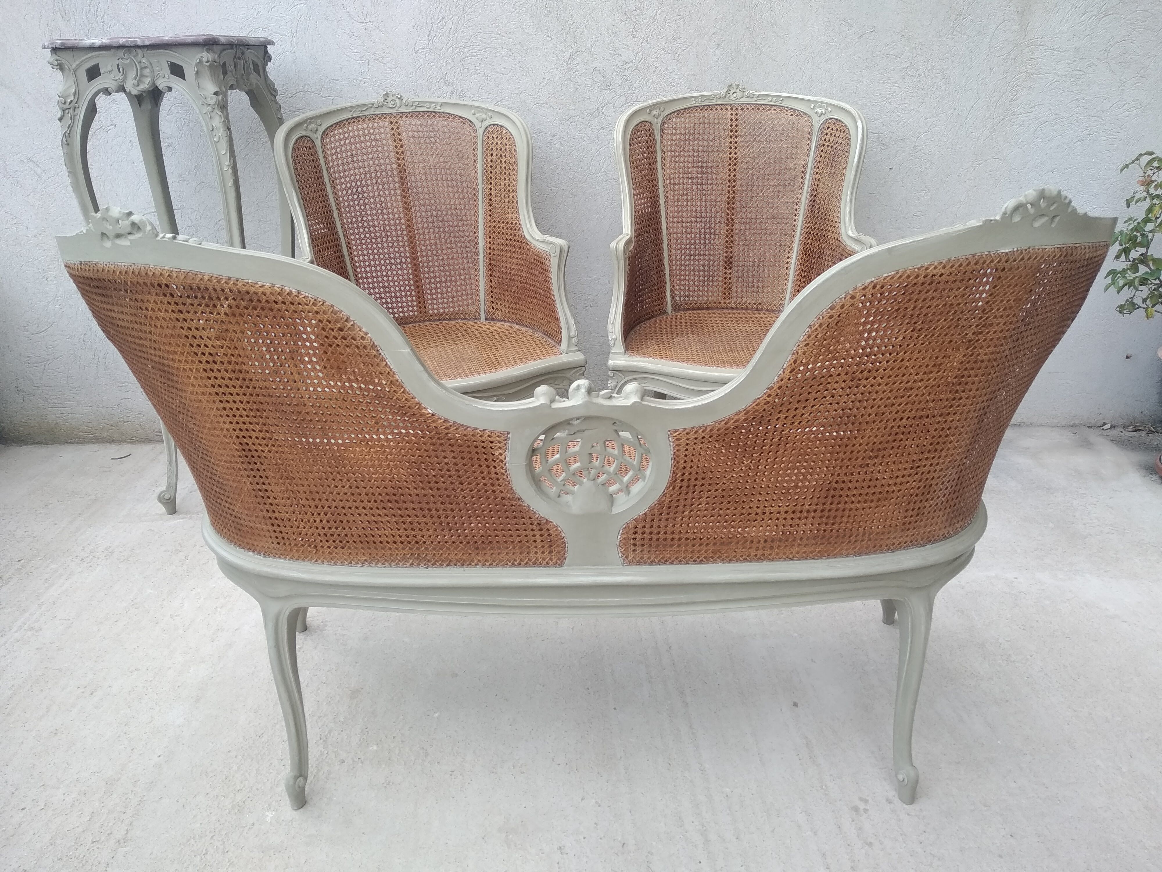 Salon Louis XV with double patinated cannage