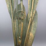 Vintage "sheaf of wheat" wall candle holder in painted brass