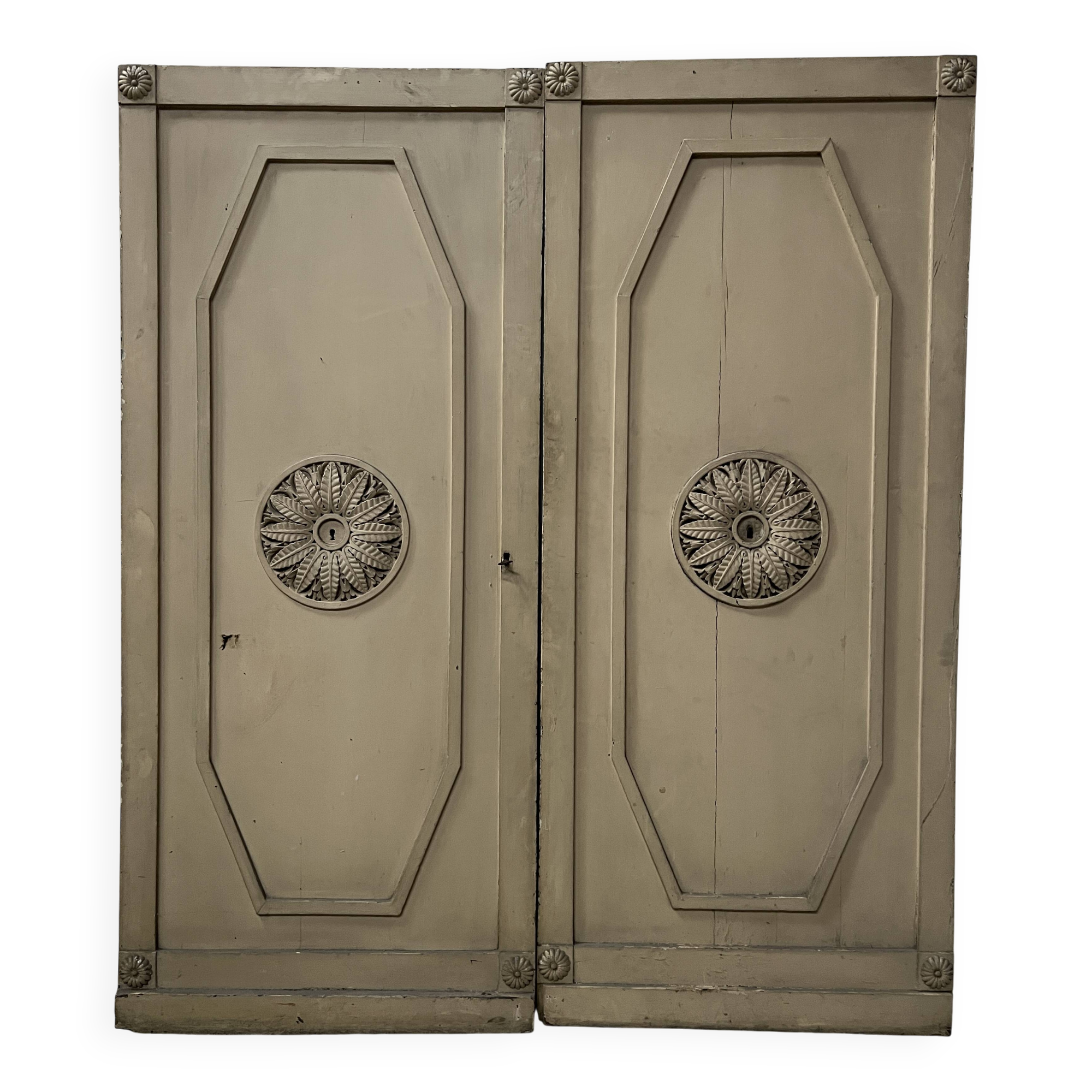 Set of two moulded panel doors from the 19th century.