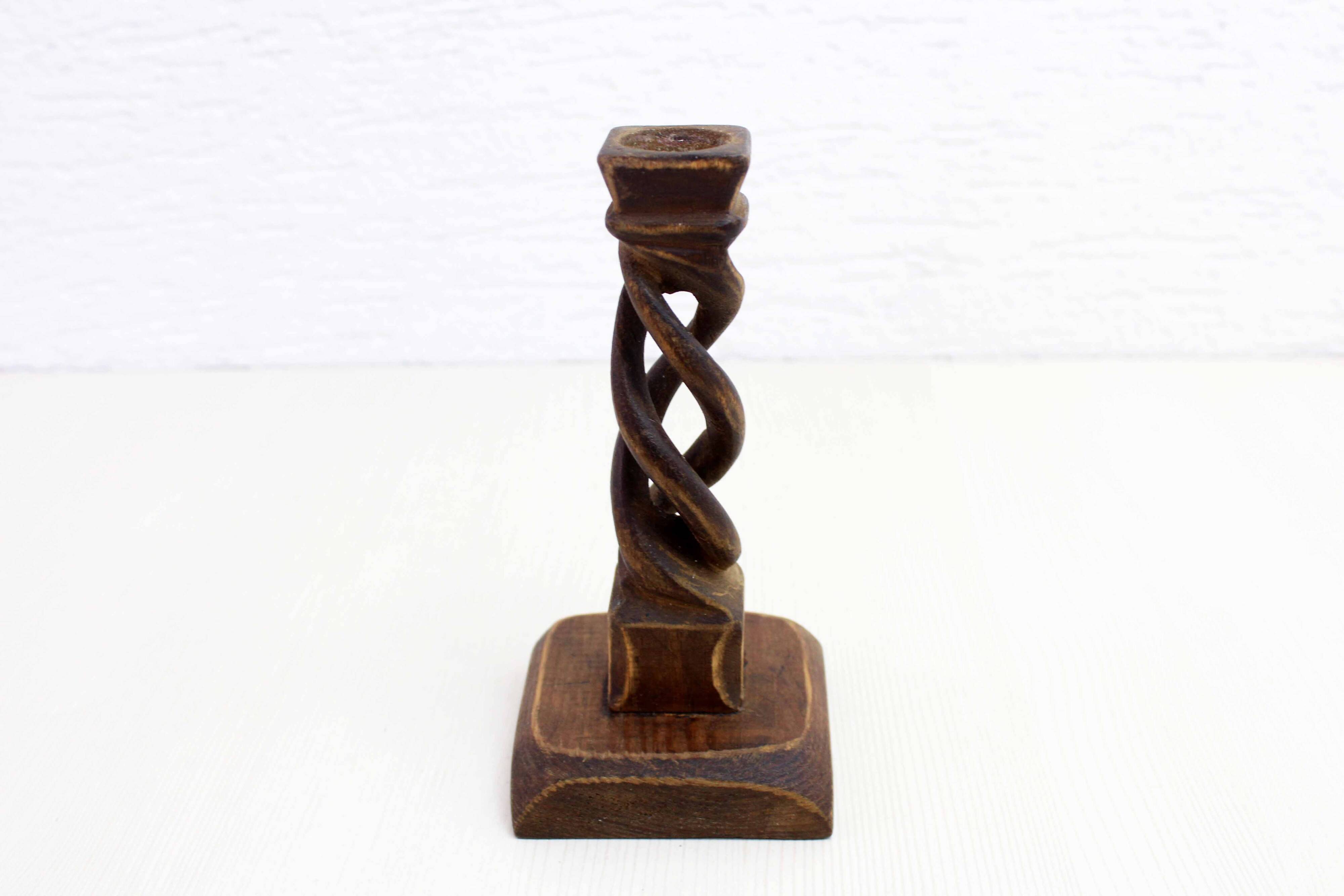 Carved wooden candle holder 1950
