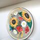 Vintage Hand-Painted Floral Clay Wall Plate - 1970s Yugoslavia