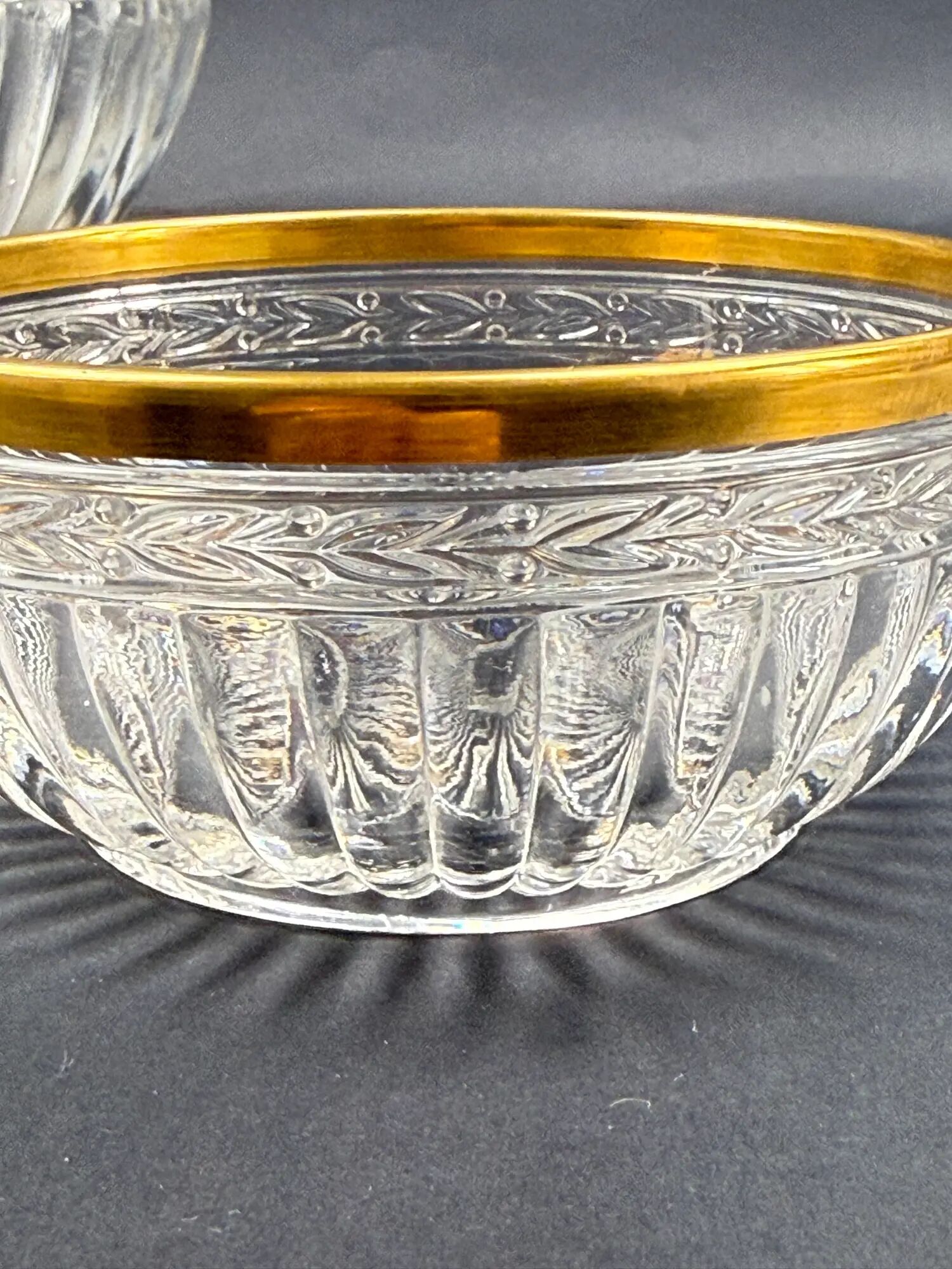 Saint-Louis Golden Laurels, dessert service, bowl and 12 small dishes.