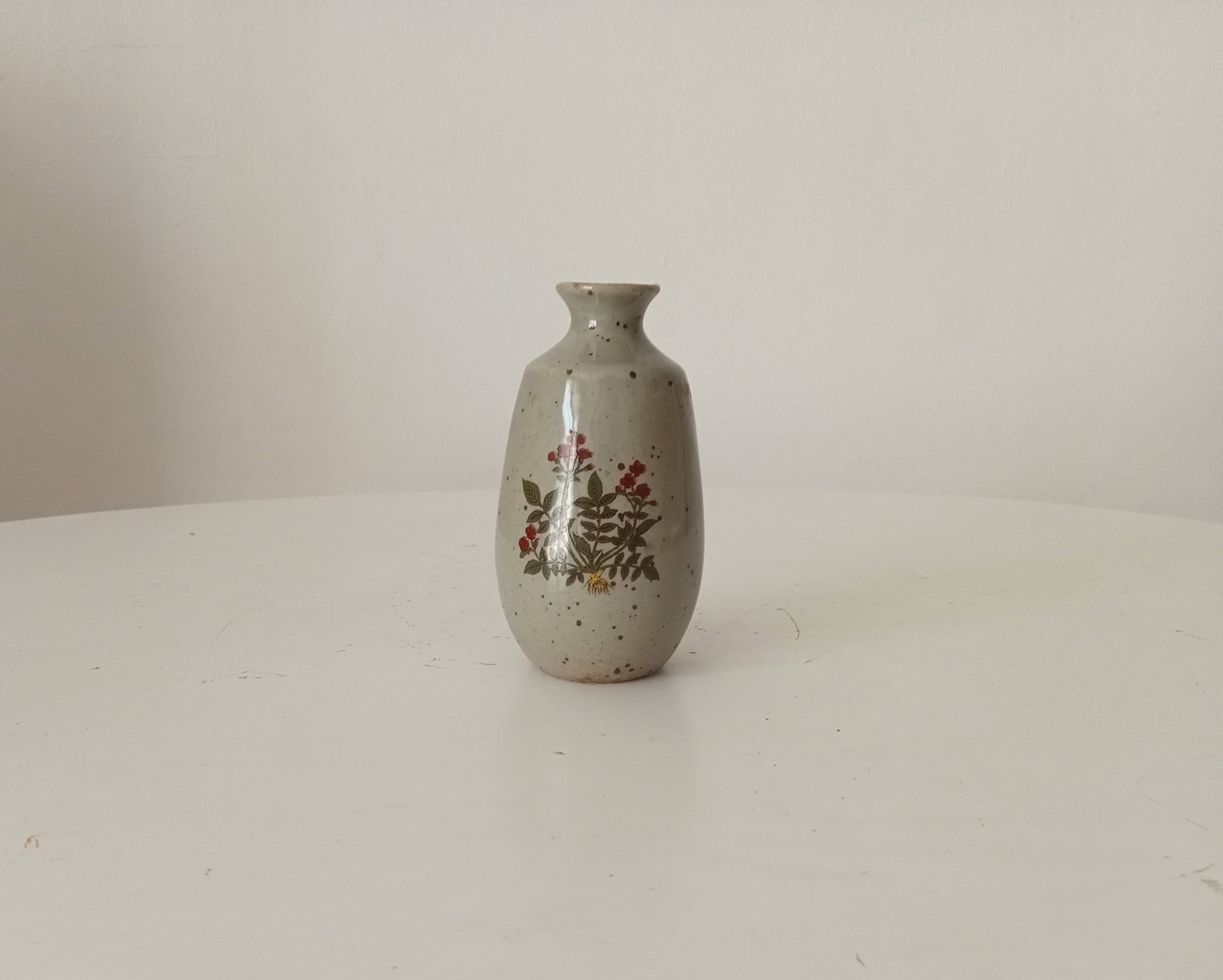 Petit vase vintage japonais en grès moucheté