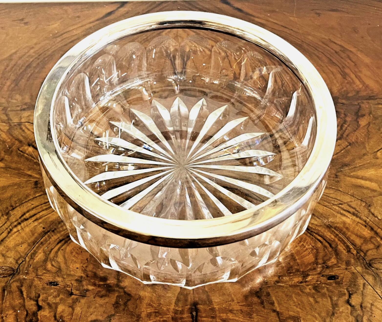 Jezler 800 Cut Crystal and Silver Fruit Bowl