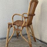 Chair and armchair in vintage rattan 1950