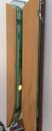 130cm x 84cm infilade hairdresser and tryptic mirror, 1960's