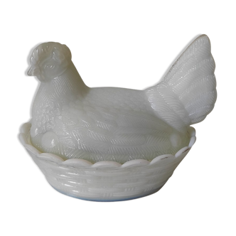 Vintage opaline hen box