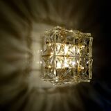 pair vintage wall lamps 60s golden crystal fine gold