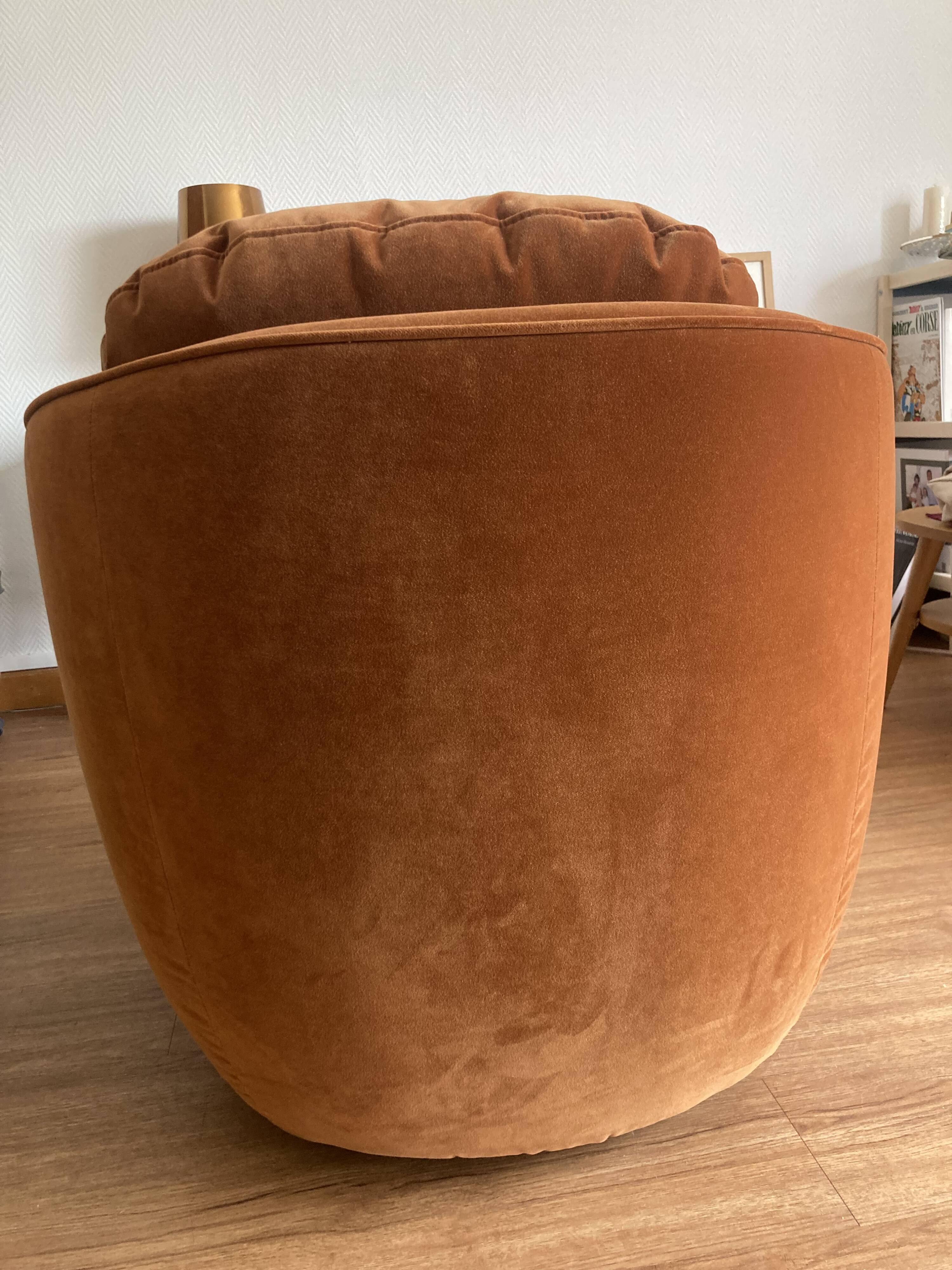 Fauteuil boule alpine AMPM velours Orange