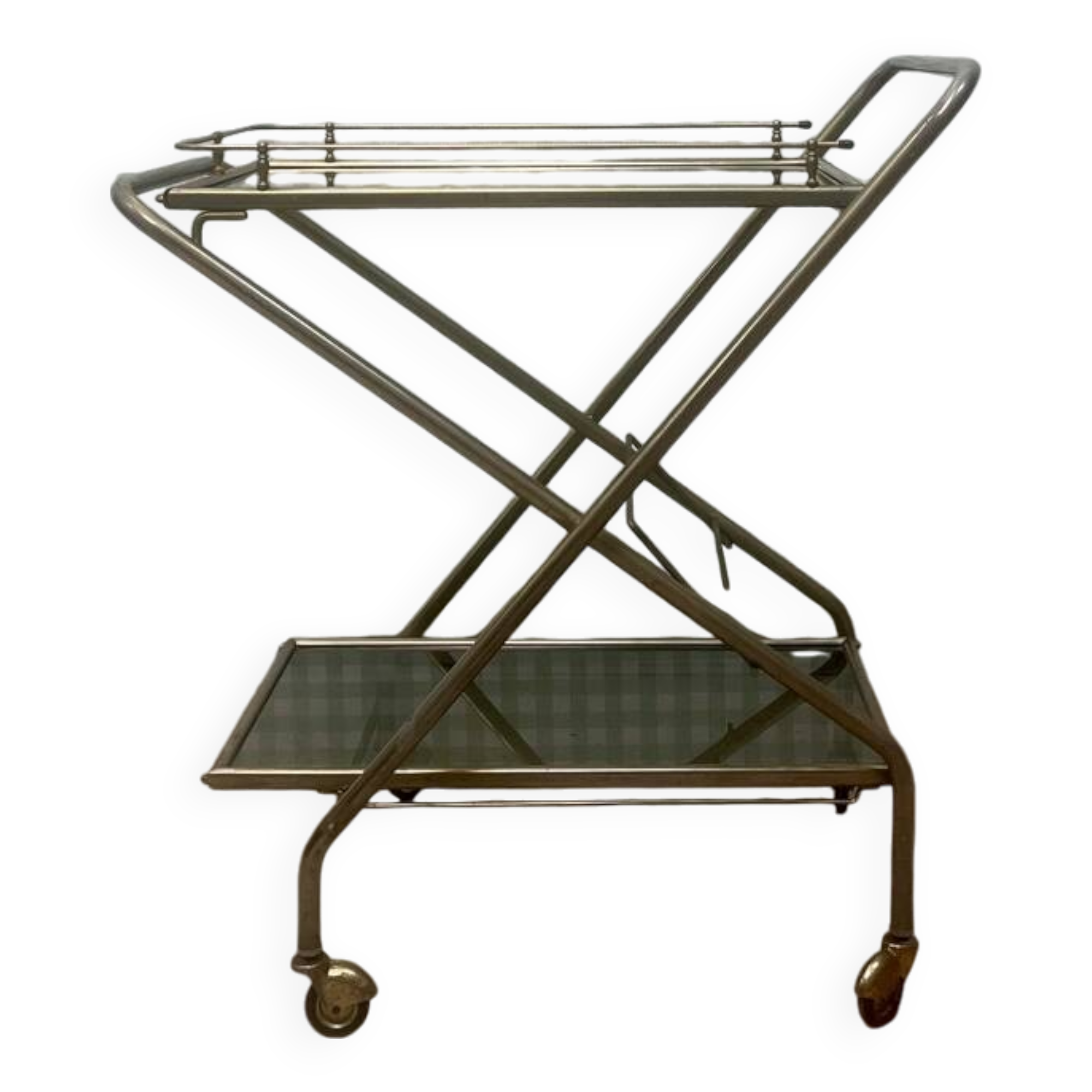 Vintage brass and glass serving trolley