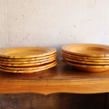 12 assiettes anciennes ravel aubagne jaune en terre cuite