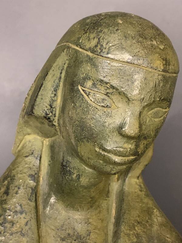 Paul baeke 'maternity' woman & child, modernist art style sculpture