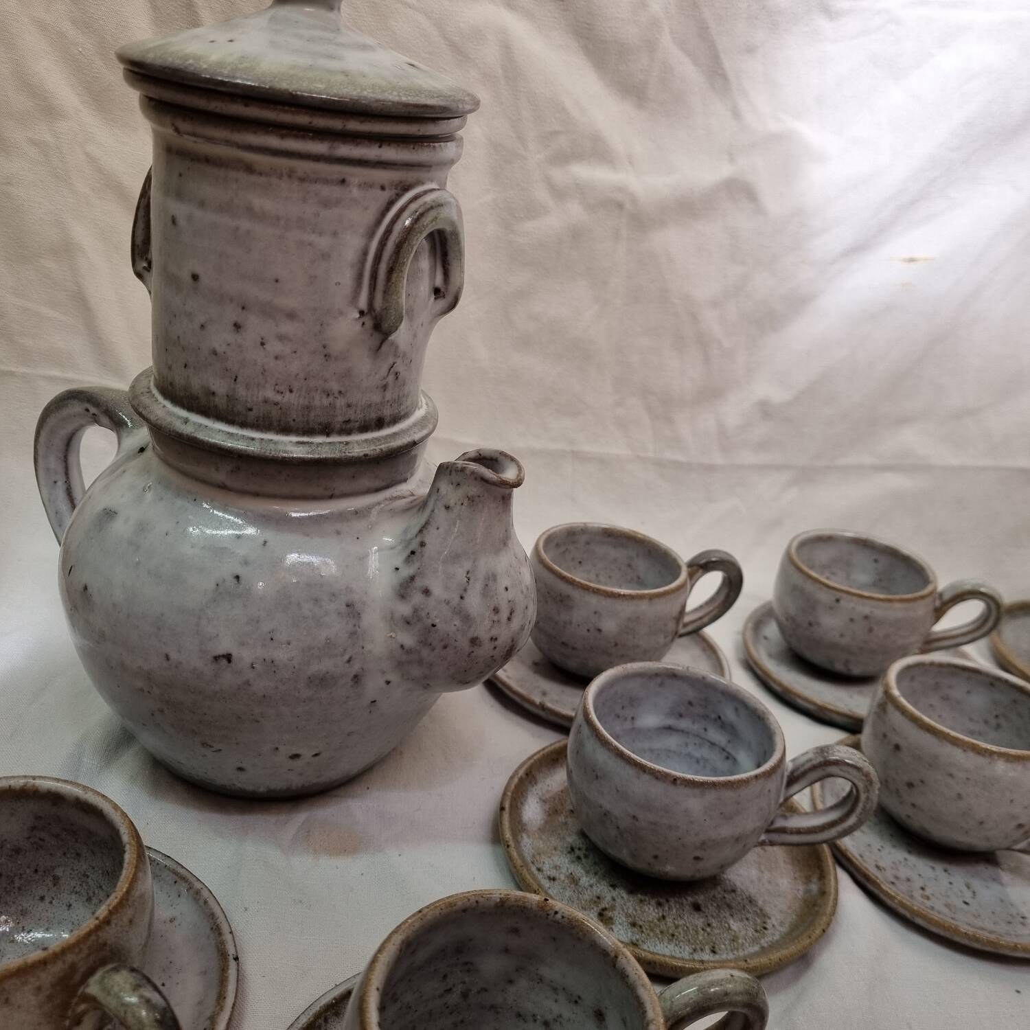 8 cup stoneware tea set from 1980