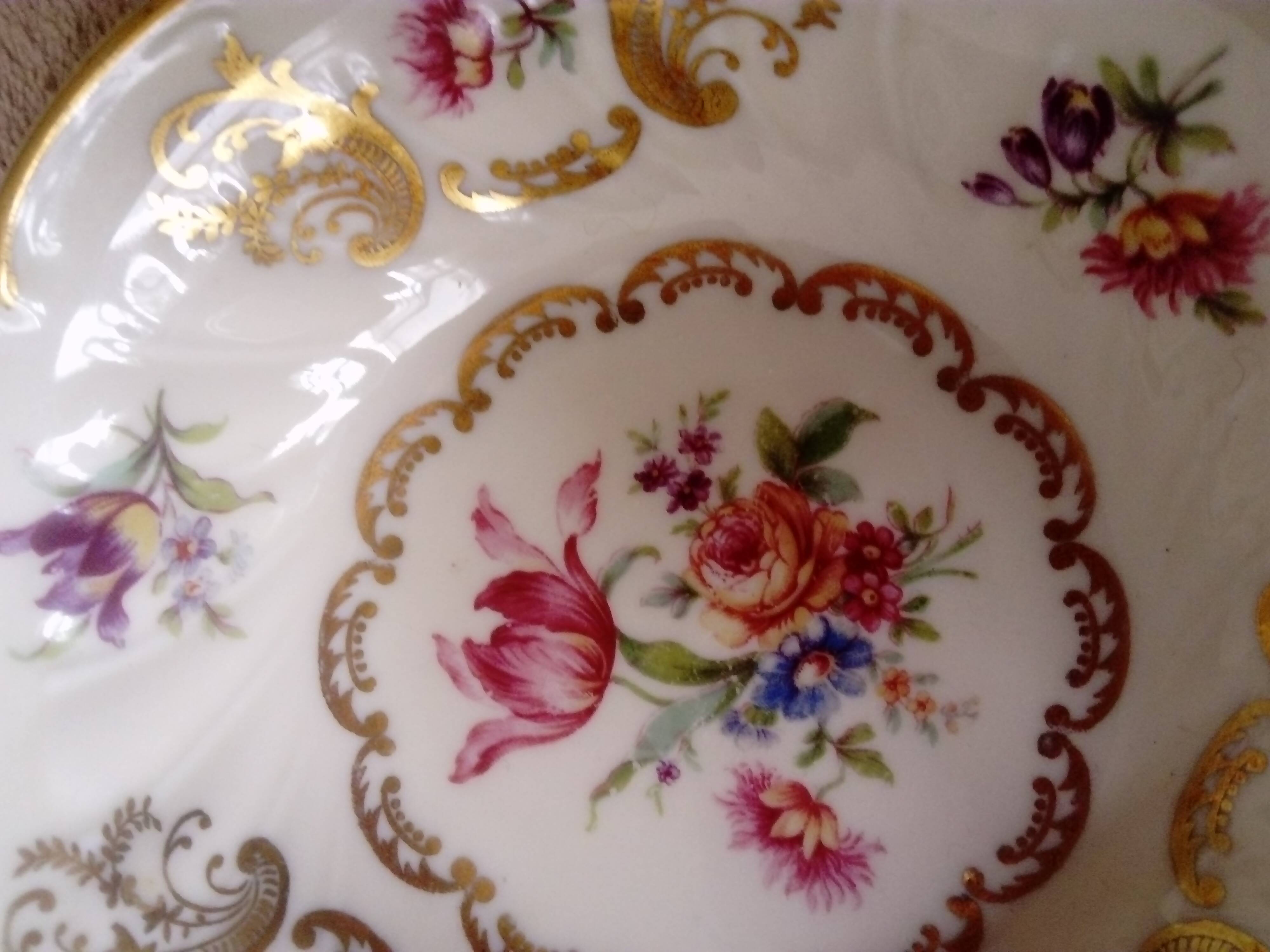 set of 5 old Bavaria fruit bowls decorated with flowers