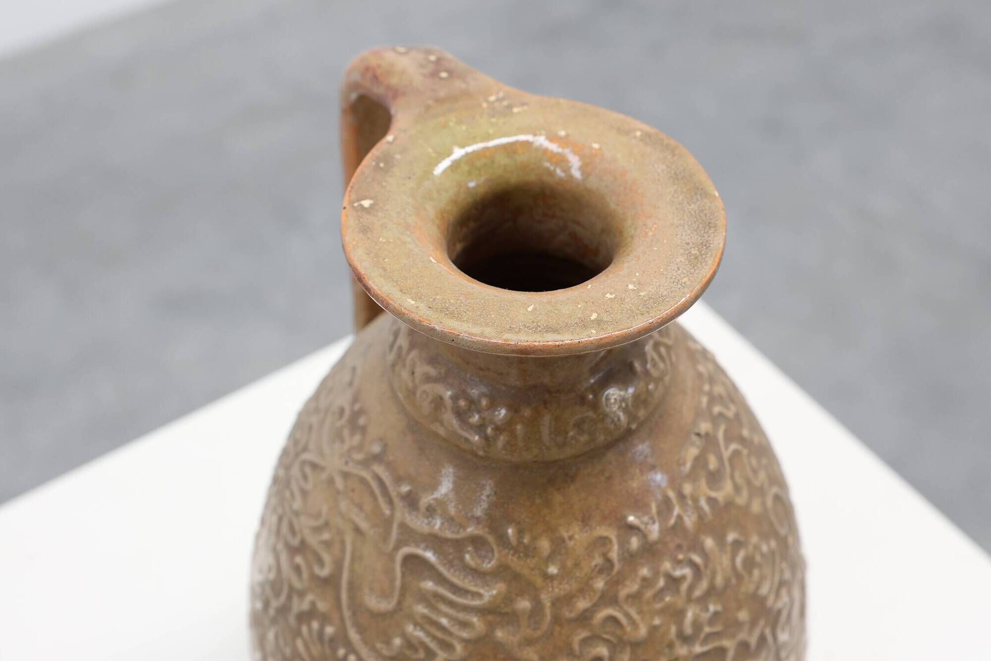 Perignem Salt-Glazed Stoneware Jug with Relief Decoration, Belgium, 1960s