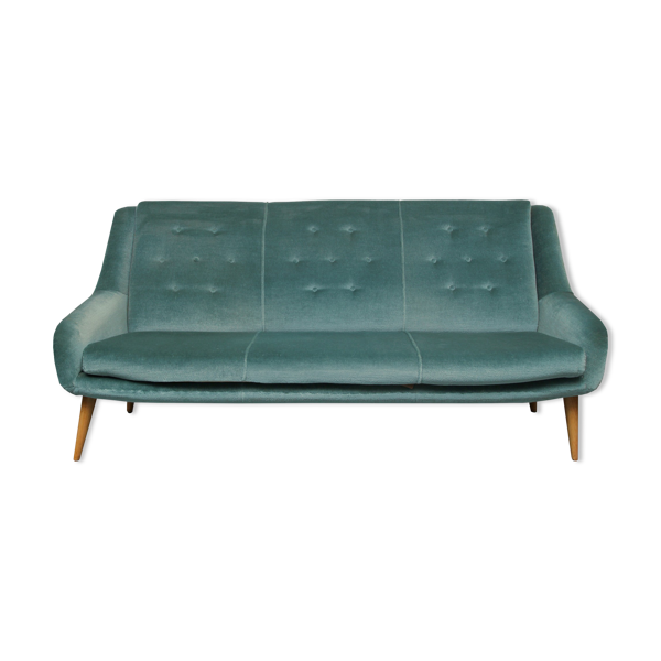 Canapé des années 1950 en velours bleu