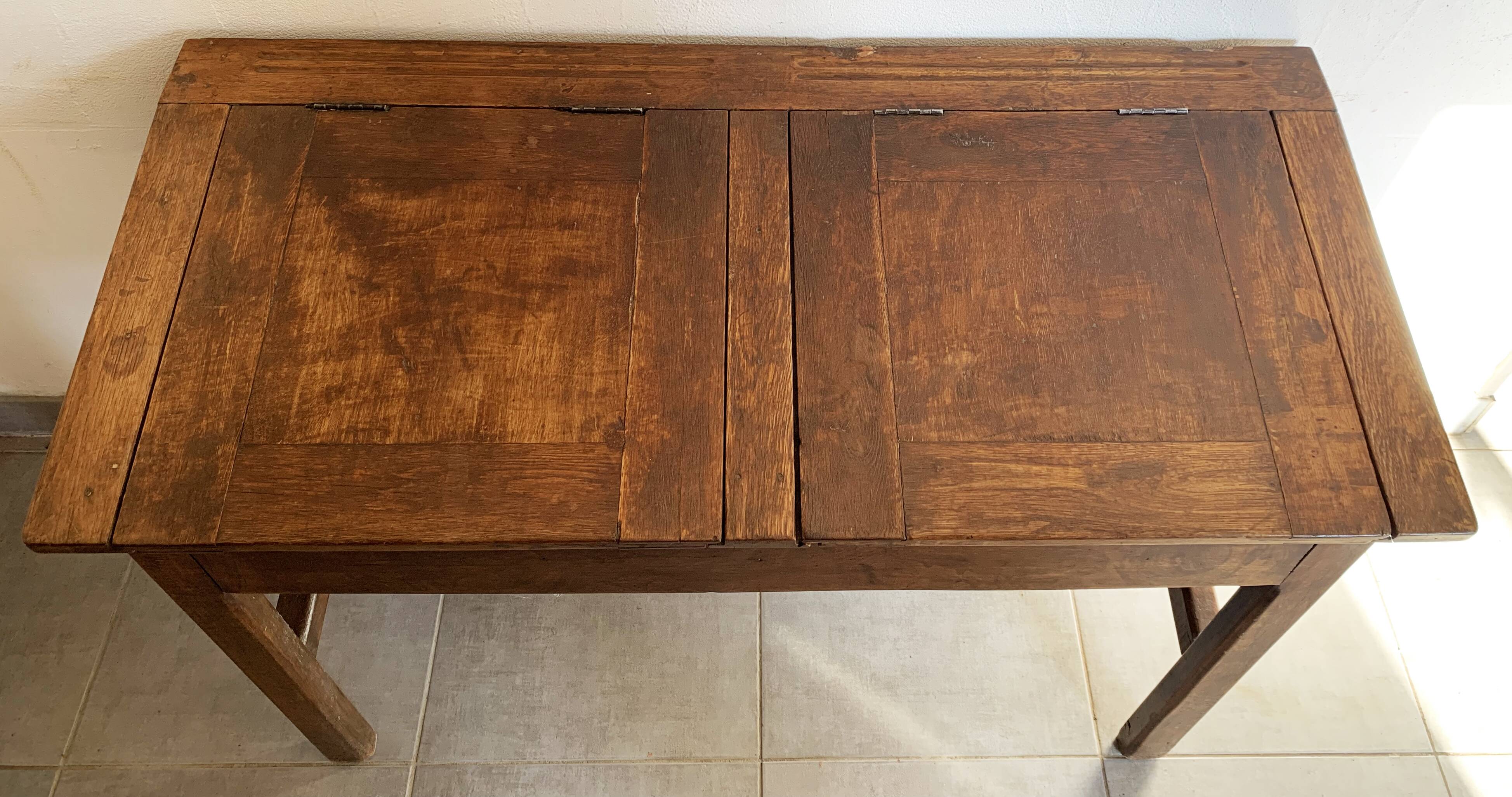 Adult desk double school vintage 50s-60s solid wood