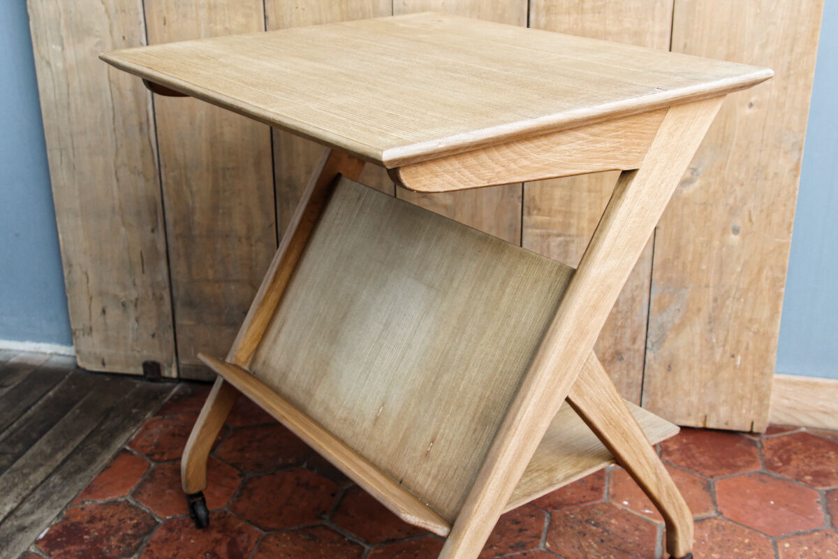 Old Scandinavian table in blond wood