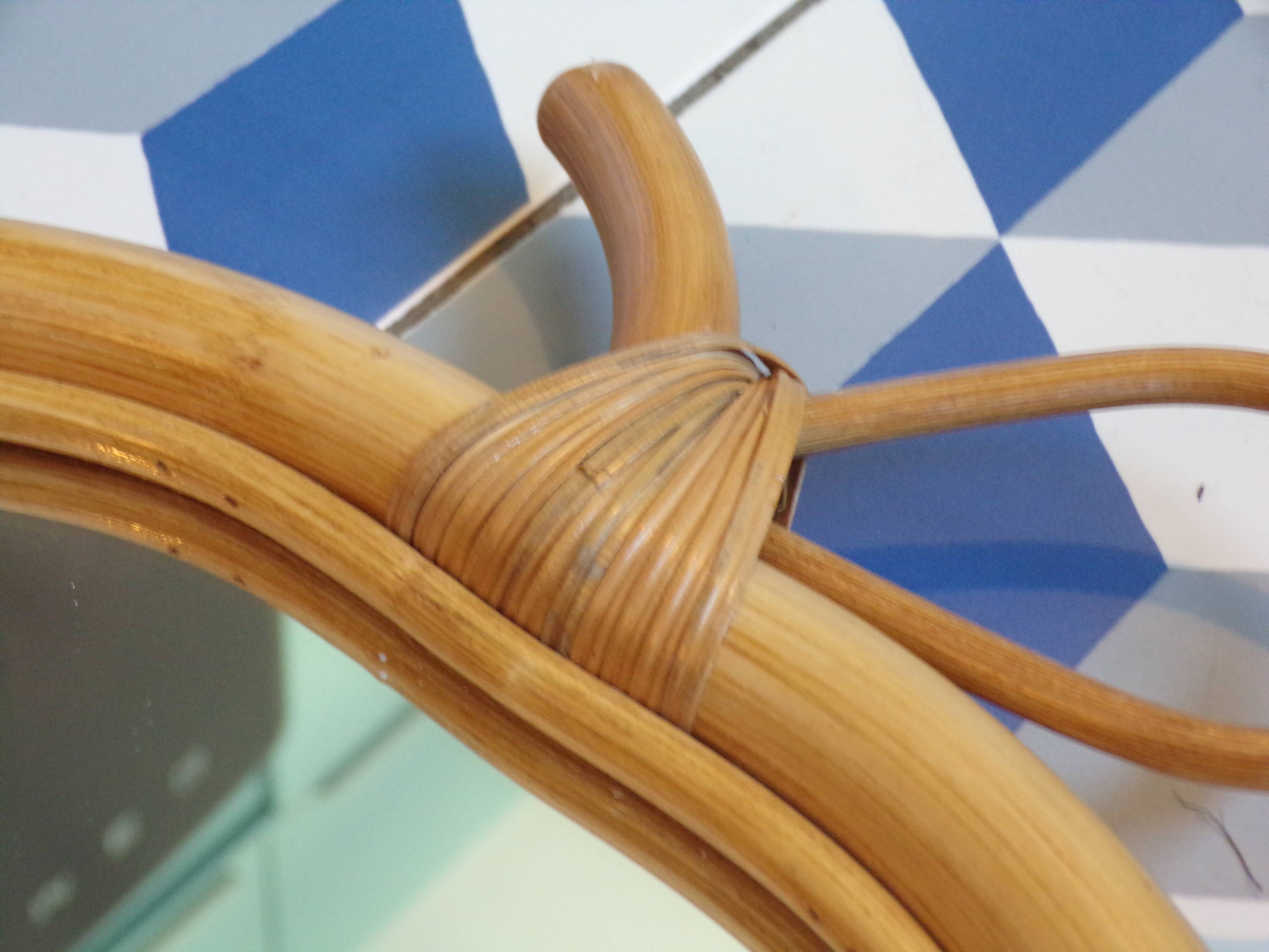 Vintage rattan apple mirror