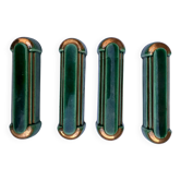 4 porte-couteaux vintage style Art Déco, émail vert émeraude et or