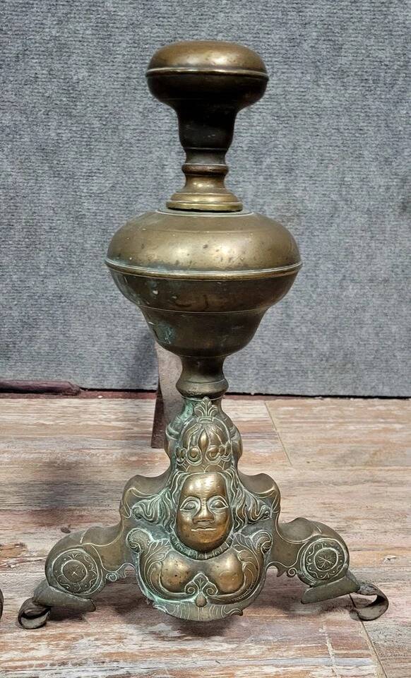 Pair of 18th century gilt bronze andirons with marmosets