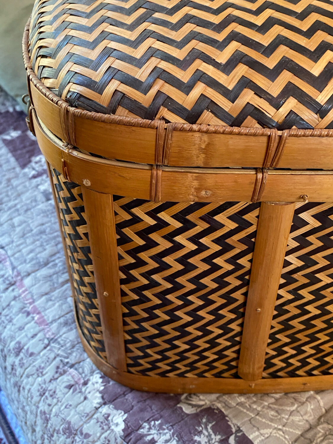 Woven bamboo storage chest