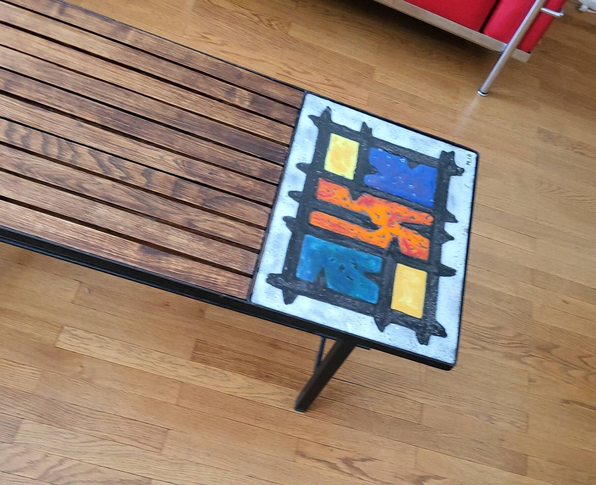 Madoura Jouver Coffee Table Wood and Ceramic Scandinavian Design France 1960